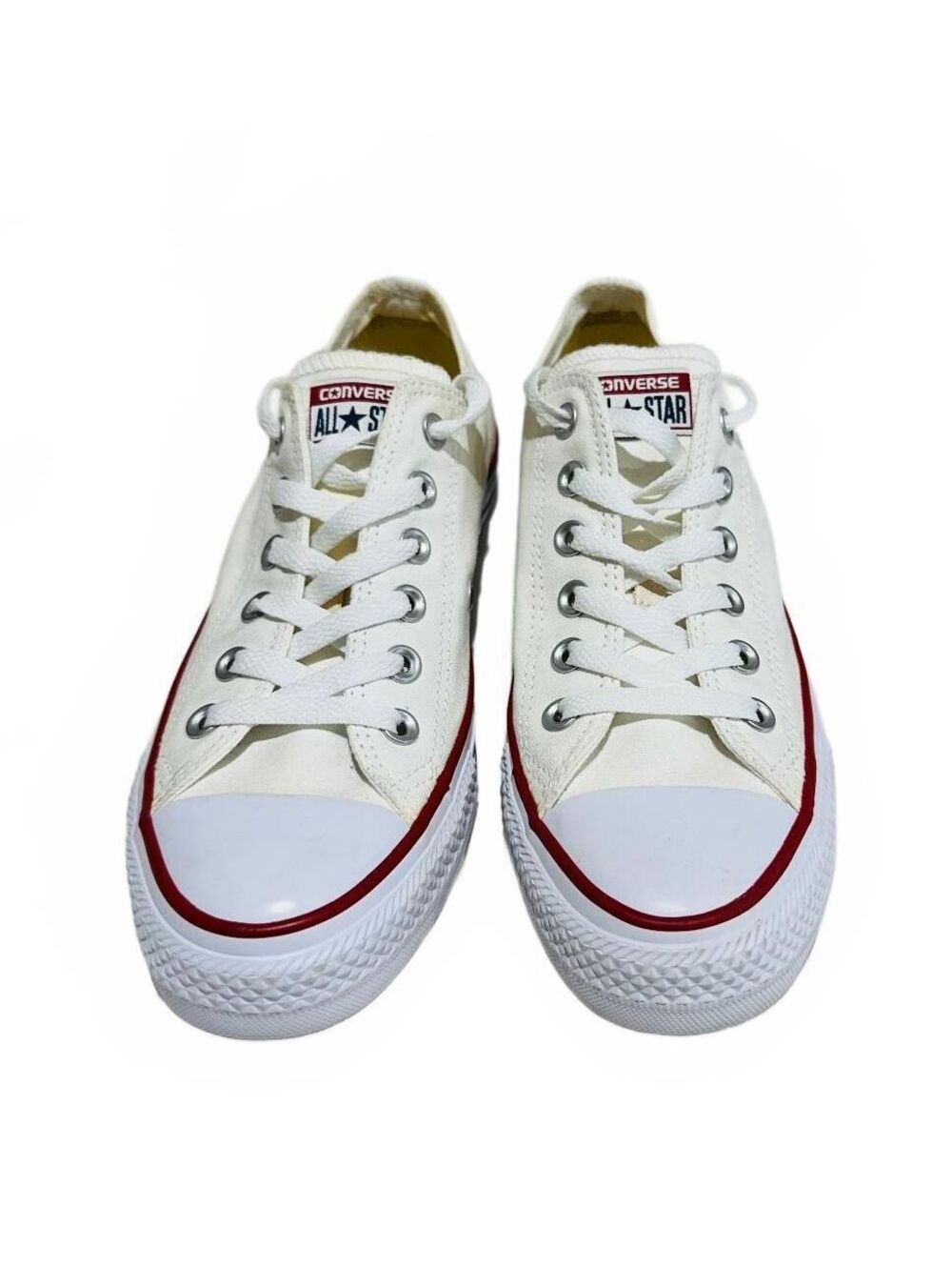 Converse Chuck Taylor All Star Low Top Sneakers White Red Woman's Size 8 - Picture 3 of 11